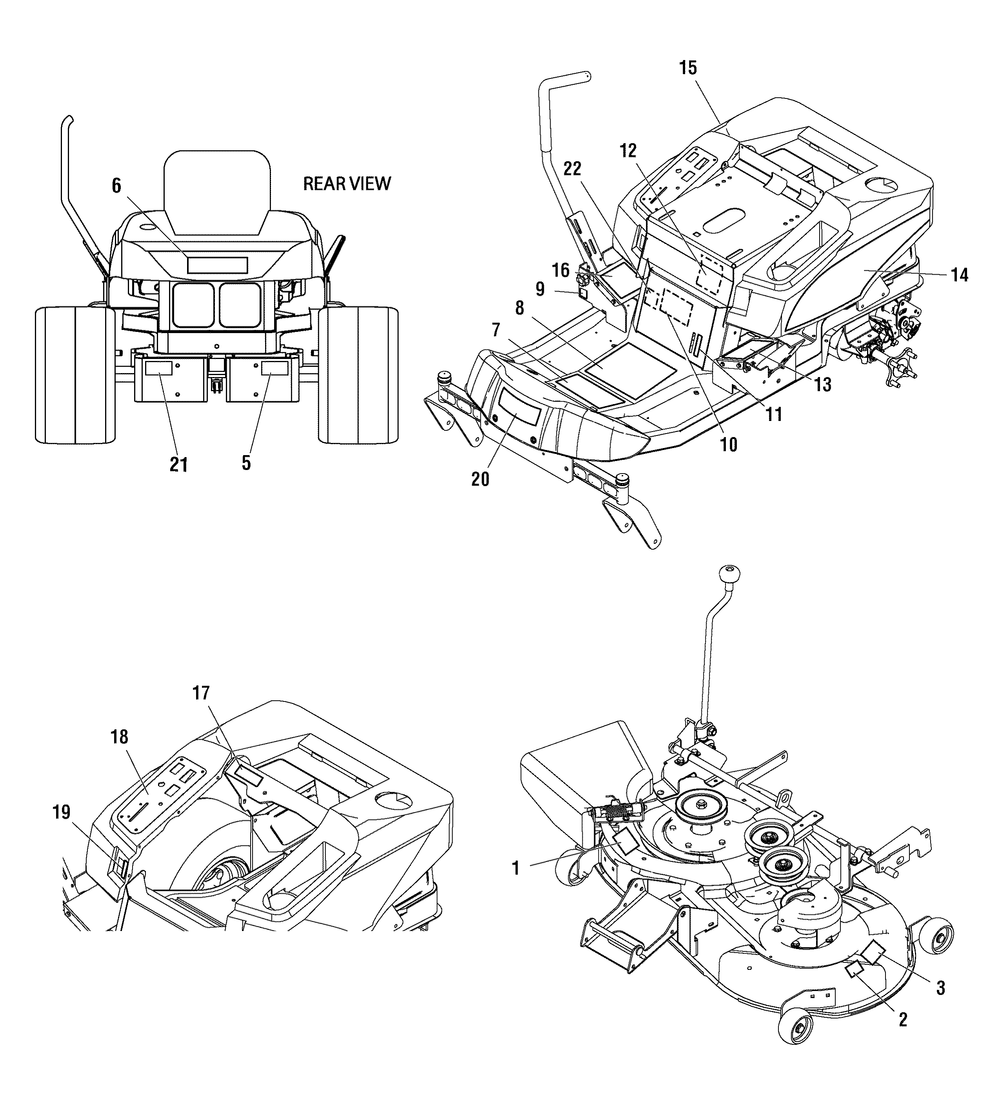Decals Group (7501561) Diagram and Parts List for 7800577 (C950-60929-0-ZTS 6000)(2009) Briggs and Stratton Lawn Tractor Accessories